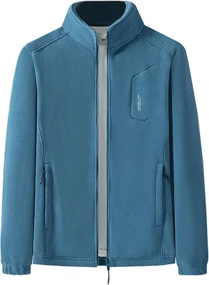 Men's Fleece Jackets Oversized Casual Winter Warm Full Zip Coats Outdoor Sports Hunting Jacket with Zipper Pockets