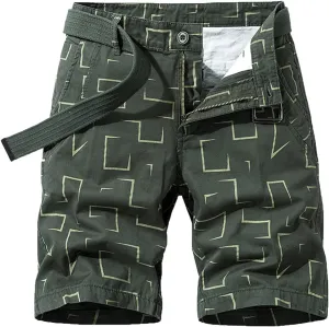 Mens Linen Shorts Stylish Plaid Buckle Zipper Cargo Shorts Pockets Outdoor Fashion Work Utility Tooling Shorts