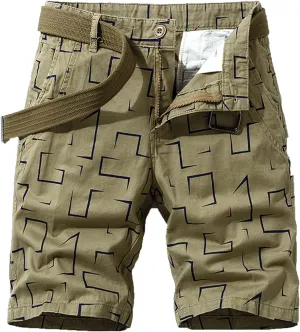 Mens Linen Shorts Stylish Plaid Buckle Zipper Cargo Shorts Pockets Outdoor Fashion Work Utility Tooling Shorts
