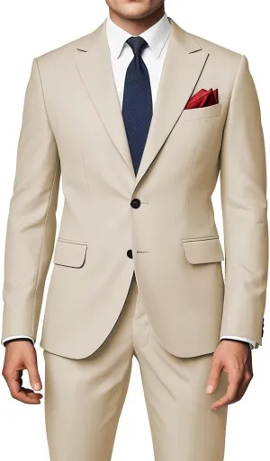 Men's Peak Lapel Suits 2 Piece Slim Fit Wedding Prom Business Suit 2 Button Blazer Jacket and Pants Tuxedo Set