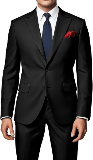 Men's Peak Lapel Suits 2 Piece Slim Fit Wedding Prom Business Suit 2 Button Blazer Jacket and Pants Tuxedo Set