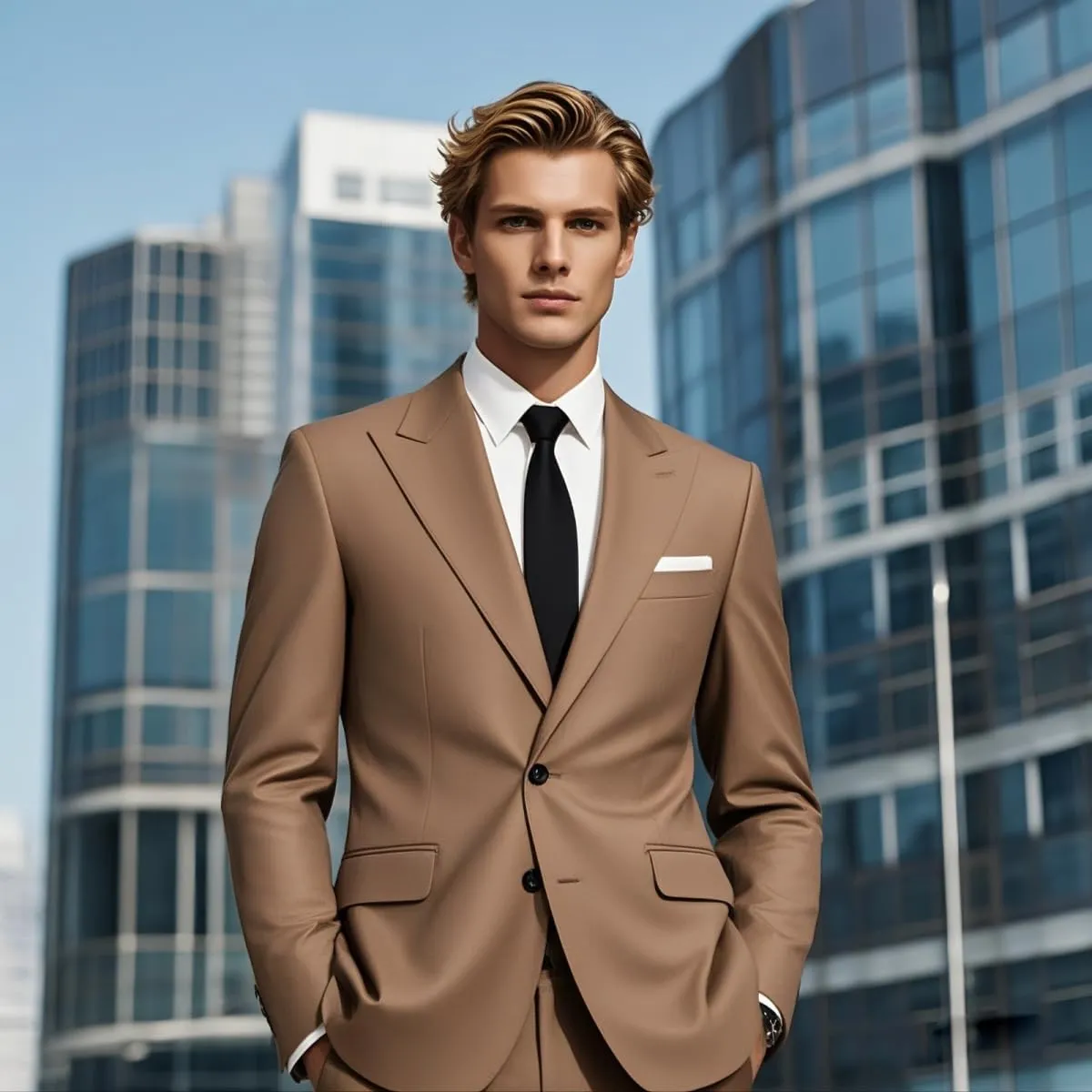 Men's Peak Lapel Suits 2 Piece Slim Fit Wedding Prom Business Suit 2 Button Blazer Jacket and Pants Tuxedo Set