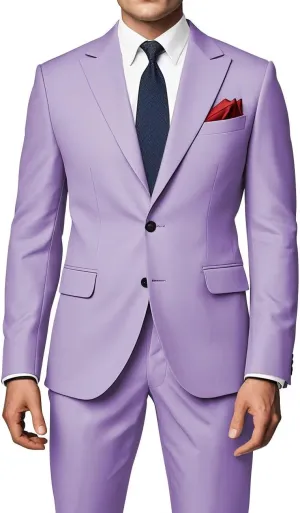 Men's Peak Lapel Suits 2 Piece Slim Fit Wedding Prom Business Suit 2 Button Blazer Jacket and Pants Tuxedo Set