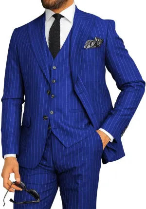 Men's Pinstripe 3 Piece Suit Slim Fit Gomez Addams Costume for Men Business Wedding Halloween Party Suits Set