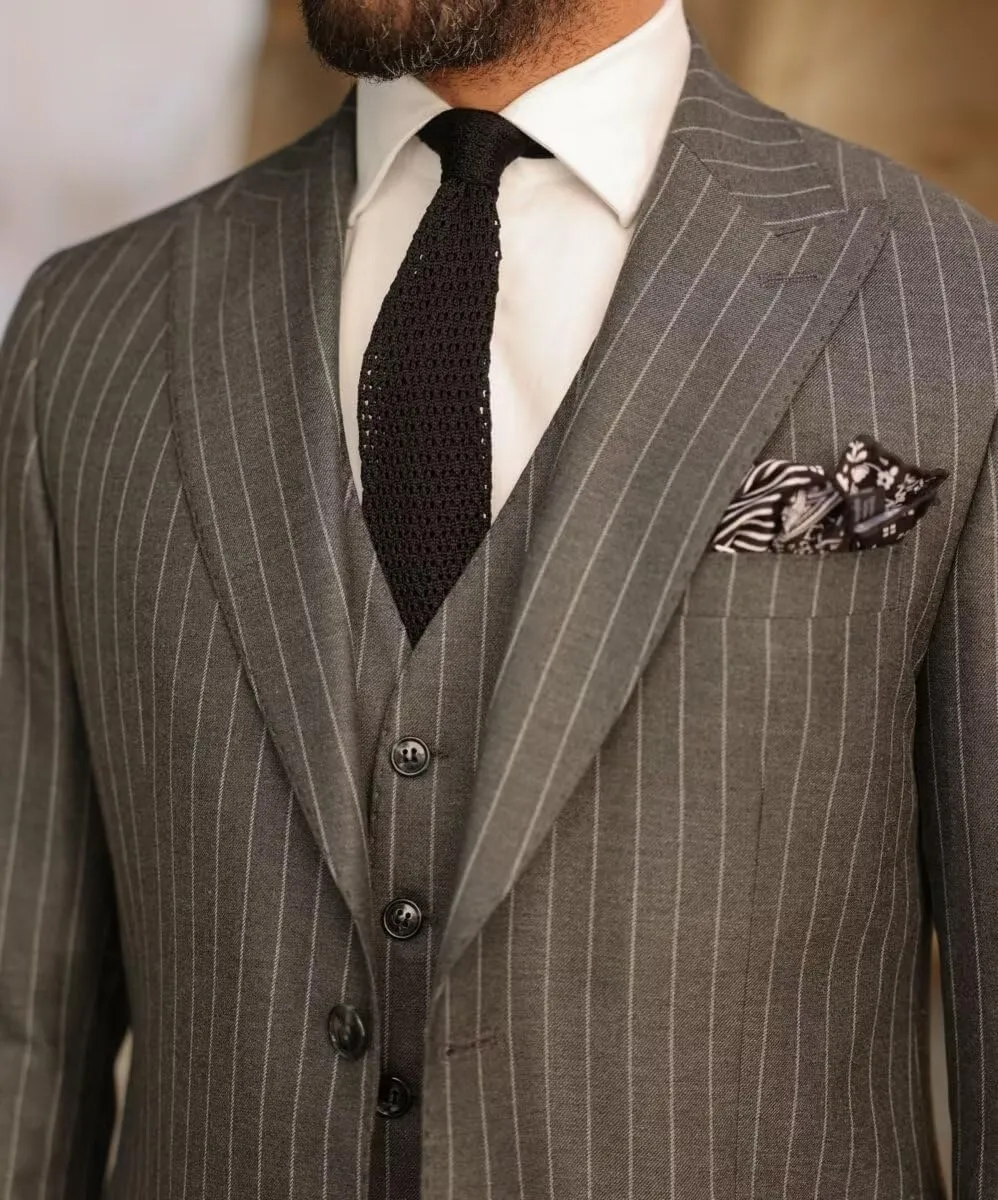 Men's Pinstripe 3 Piece Suit Slim Fit Gomez Addams Costume for Men Business Wedding Halloween Party Suits Set
