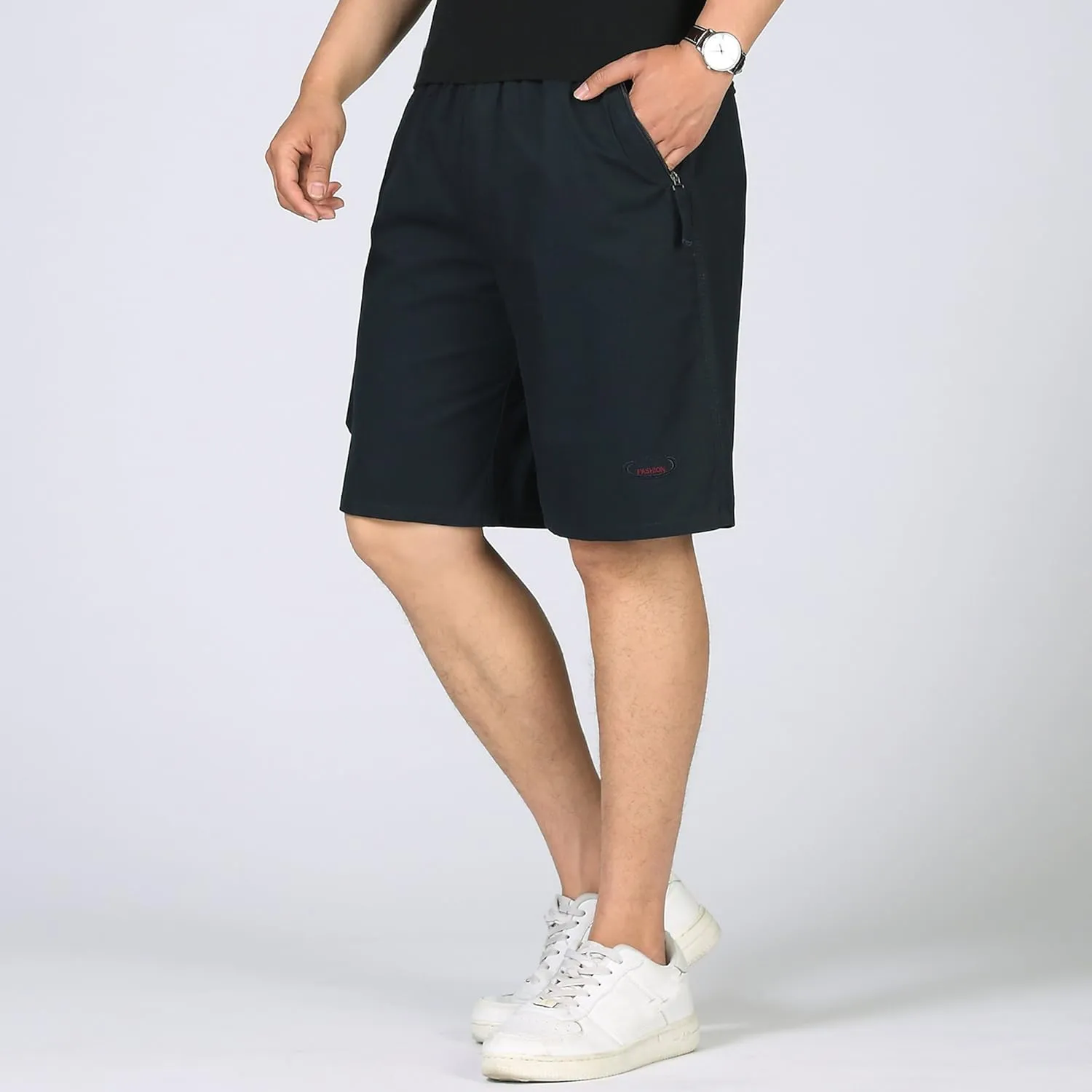 Mens Rugged Twill Cargo Shorts Flat Front Utility Work Shorts Military Pants with Full Elastic Waist