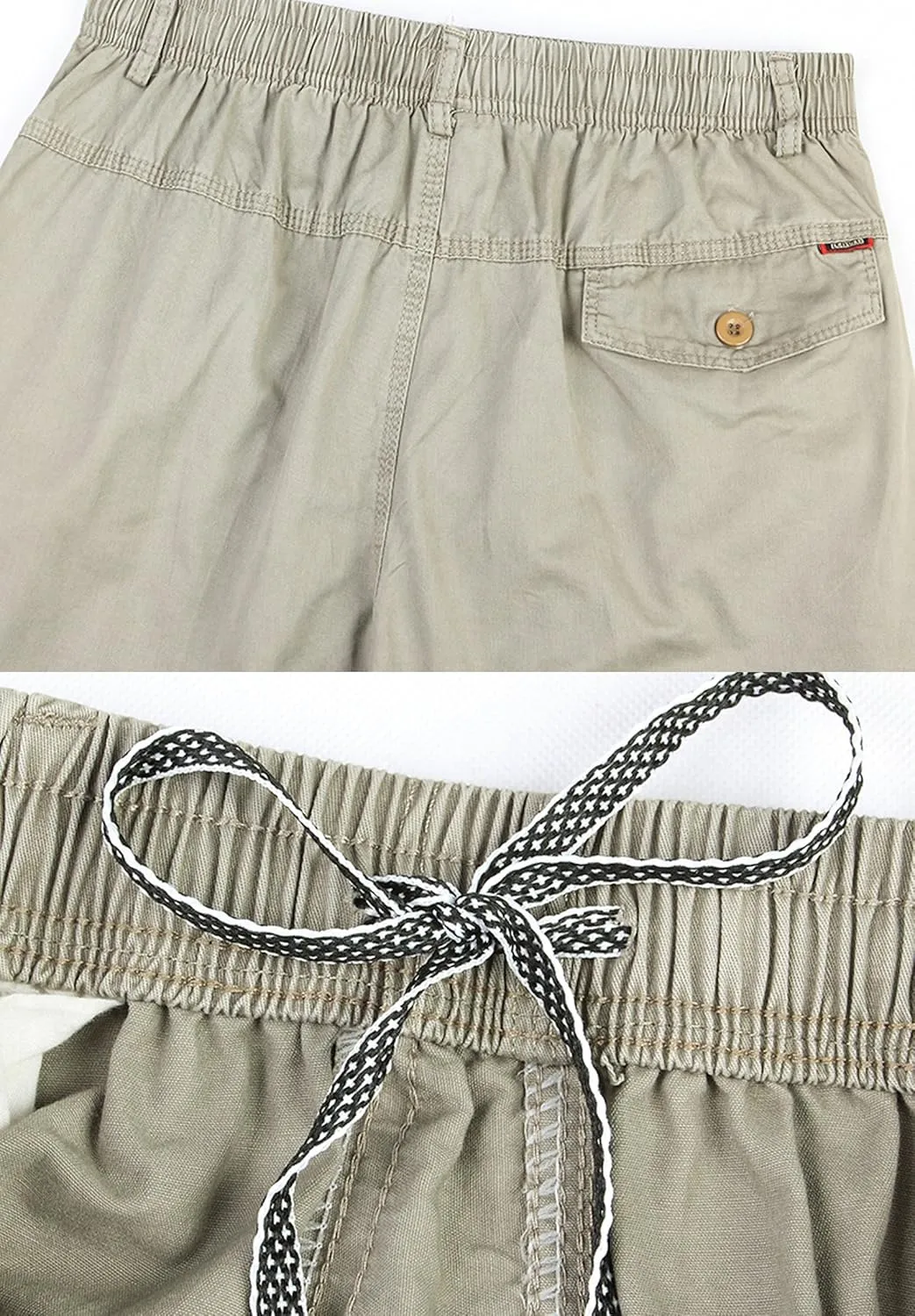 Mens Rugged Twill Cargo Shorts Flat Front Utility Work Shorts Military Pants with Full Elastic Waist