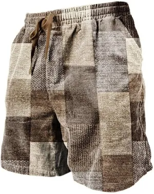Men's Shorts Casual Loose 3/4 Shorts Drawstring Elastic Waist Baggy Wide Leg Casual Beach Yoga Trousers Shorts Men