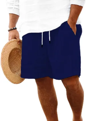 Men's Shorts Casual Loose 3/4 Shorts Drawstring Elastic Waist Baggy Wide Leg Casual Beach Yoga Trousers Shorts Men