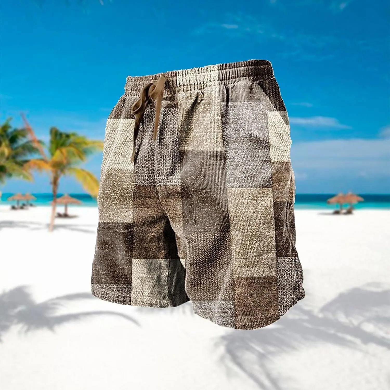 Men's Shorts Casual Loose 3/4 Shorts Drawstring Elastic Waist Baggy Wide Leg Casual Beach Yoga Trousers Shorts Men