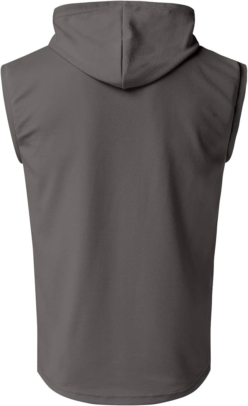 Men's Sleeveless Workout Hoodie Tank Tops Zip Up Summer Casual Oversized Shirts Loose Fit Solid Color Hooded Tees