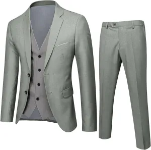 Men's Slim Fit 3 Piece Suit One Button Solid Shawl Lapel Blazer Jacket Wedding Business Party Blazer Vest Pants Set