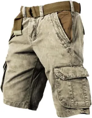 Mens Stylish Cargo Shorts with Pocket Casual Hiking Utility Work Shorts Ripstop Tactical Retro Shorts Summer Shorts