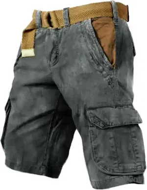 Mens Stylish Cargo Shorts with Pocket Casual Hiking Utility Work Shorts Ripstop Tactical Retro Shorts Summer Shorts
