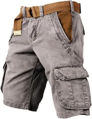Mens Stylish Cargo Shorts with Pocket Casual Hiking Utility Work Shorts Ripstop Tactical Retro Shorts Summer Shorts
