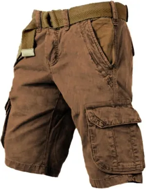 Mens Stylish Cargo Shorts with Pocket Casual Hiking Utility Work Shorts Ripstop Tactical Retro Shorts Summer Shorts