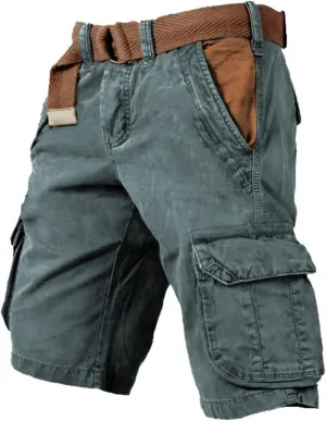 Mens Stylish Cargo Shorts with Pocket Casual Hiking Utility Work Shorts Ripstop Tactical Retro Shorts Summer Shorts