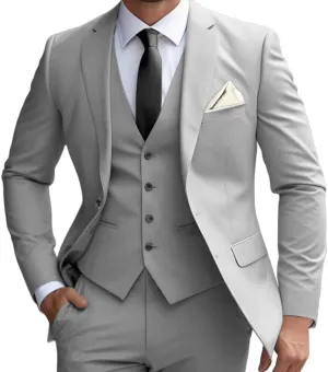 Men's Suit 3 Piece Slim Fit Men Tuxedo Suit for Party Wedding Prom Business 2 Button Solid Blazer Jacket Vest Pants Set