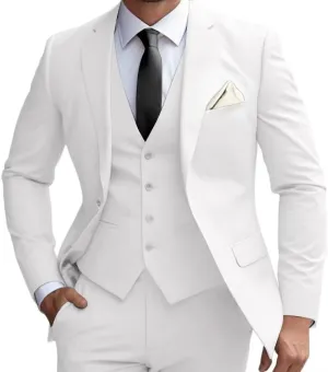 Men's Suit 3 Piece Slim Fit Men Tuxedo Suit for Party Wedding Prom Business 2 Button Solid Blazer Jacket Vest Pants Set