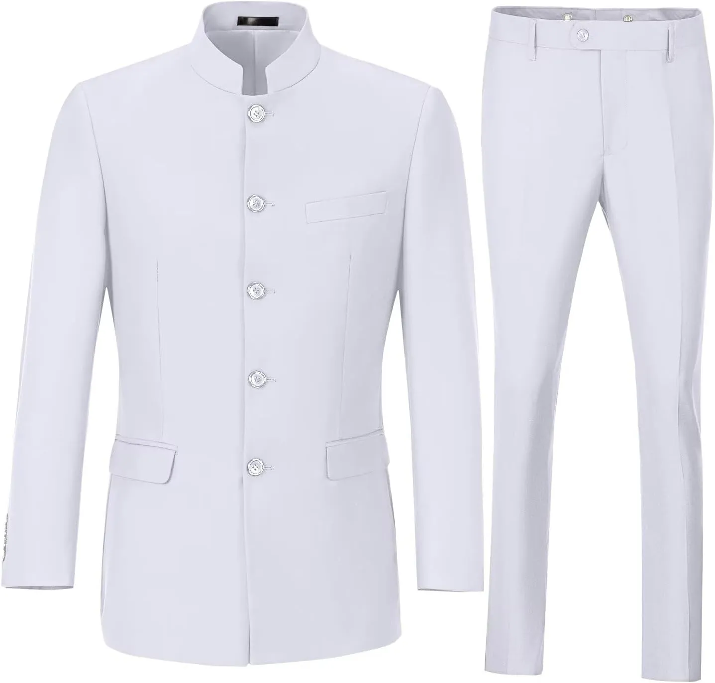 Men's Suits Stand Mandarin Collar Suit 2 Piece Men Slim Fit Chinese Tunic Suits Jacket Pant Set