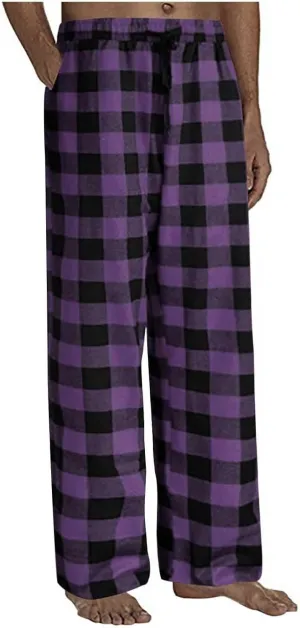 Men's Sweatpants Plaid Print Lounge Pants Drawstring Stylish Pajama Pants Workout Casual Sleep Bottoms with Pockets