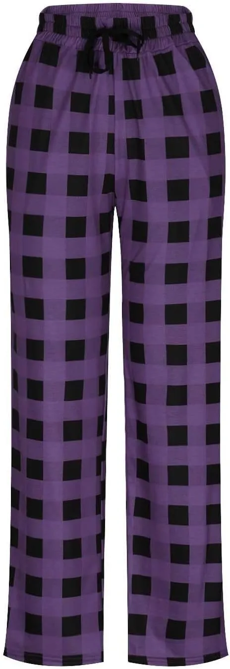 Men's Sweatpants Plaid Print Lounge Pants Drawstring Stylish Pajama Pants Workout Casual Sleep Bottoms with Pockets