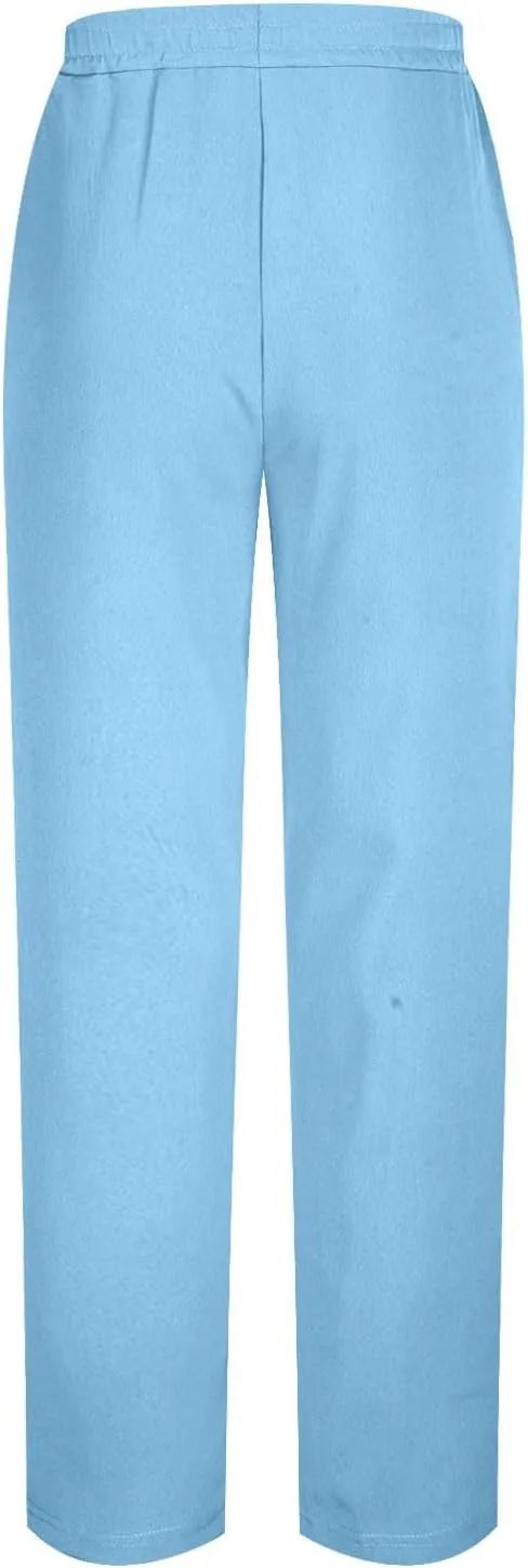 Mens Work Pants Fall Fashion Solid Drawstring Sweatpant Loose Fit Elastic Waist Wide Leg Straight Pant Causal Trouser