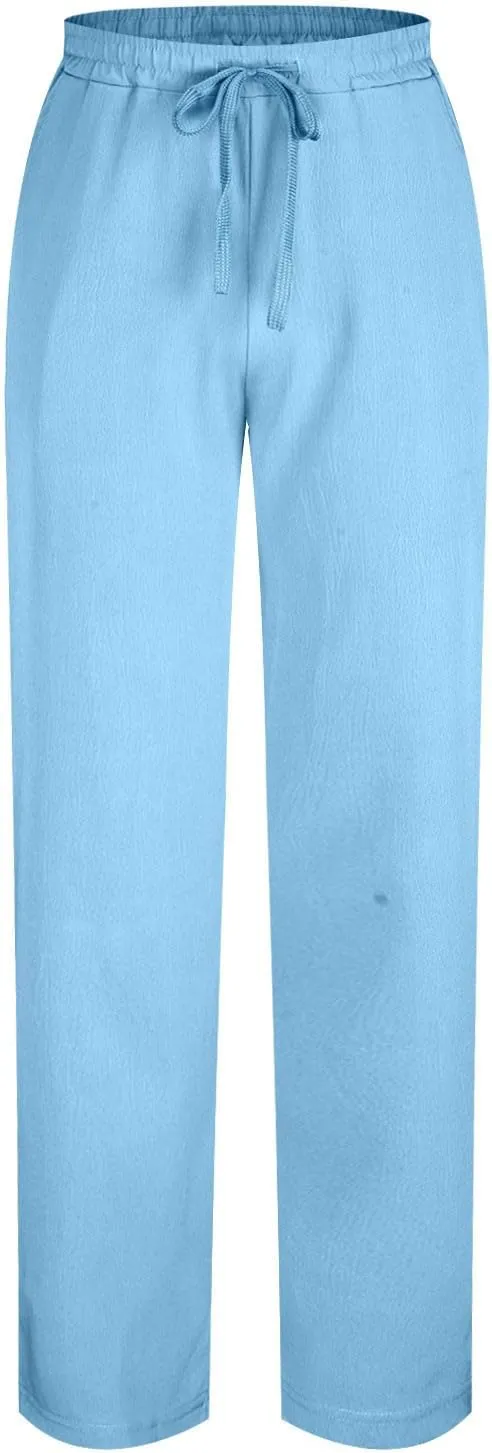 Mens Work Pants Fall Fashion Solid Drawstring Sweatpant Loose Fit Elastic Waist Wide Leg Straight Pant Causal Trouser