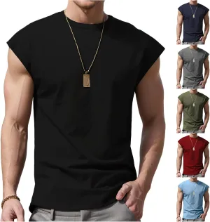 Mens Workout Vest Sleeveless Gym Shirts Casual Loose Athletic Running Undershirt Basic Tees Sports Wear T-Shirts Tops