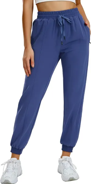MIER Women's Lightweight Joggers Hiking Pants Quick Dry Athletic Zipper Pockets Running Pant, Water Resistant