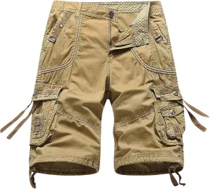 Muscularfit Mens Cargo Shorts Fashion Outdoor Multi Pockets Cotton Work Utility Tooling Shorts Casual Buckle Zipper Shorts