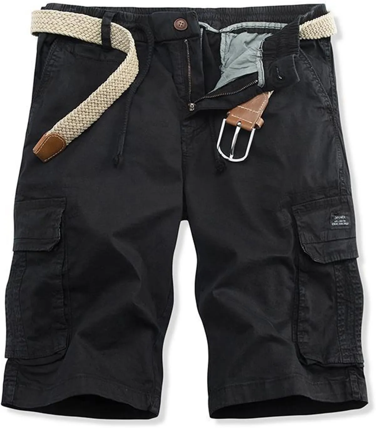 Muscularfit Mens Drawstring Shorts Summer Casual Cotton Elastic Waist Multi Pockets Cargo Shorts Fashion Work Utility Shorts