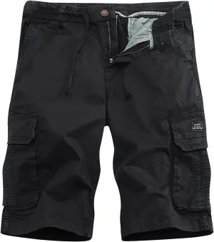 Muscularfit Mens Drawstring Shorts Summer Casual Cotton Elastic Waist Multi Pockets Cargo Shorts Fashion Work Utility Shorts