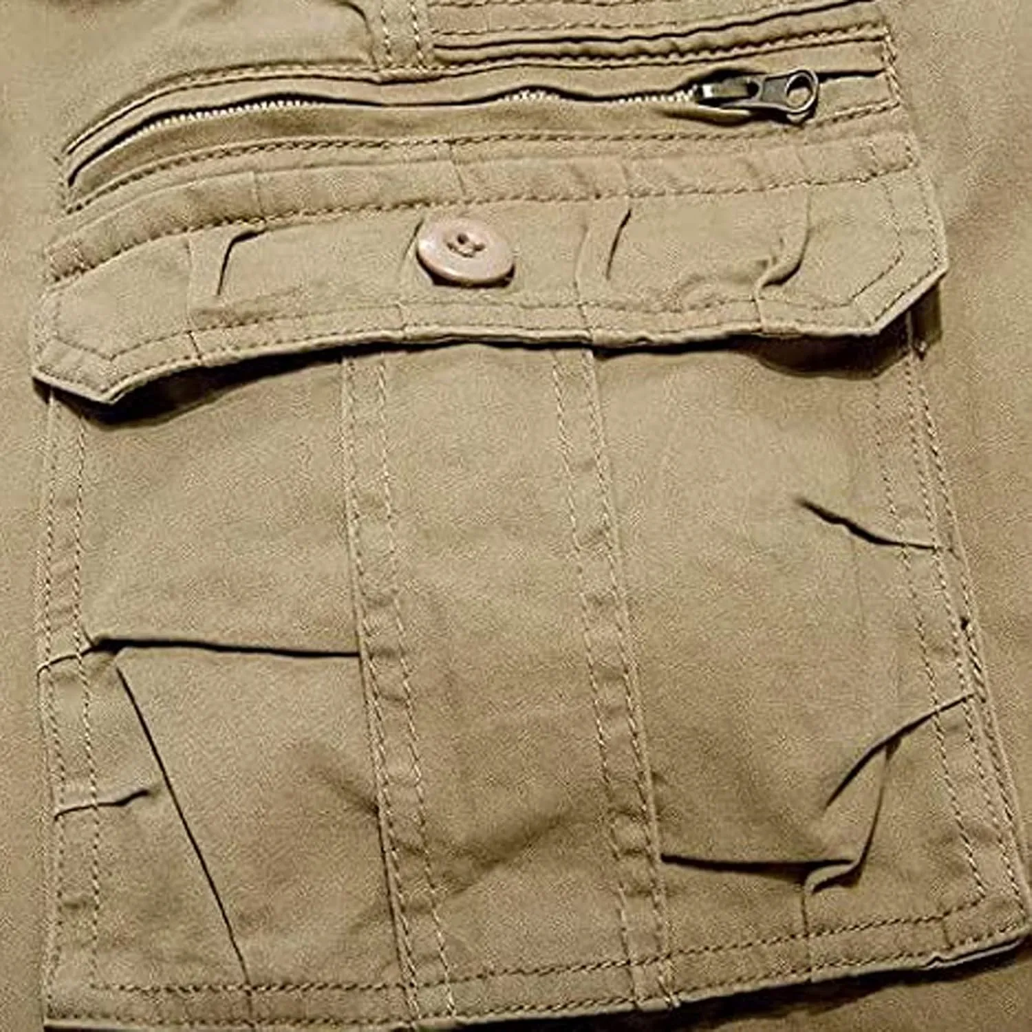 Muscularfit Mens Shorts Regular Fit Buckle Zipper Multi Pockets Cargo Shorts Summer Tooling Shorts Solid Work Utility Shorts