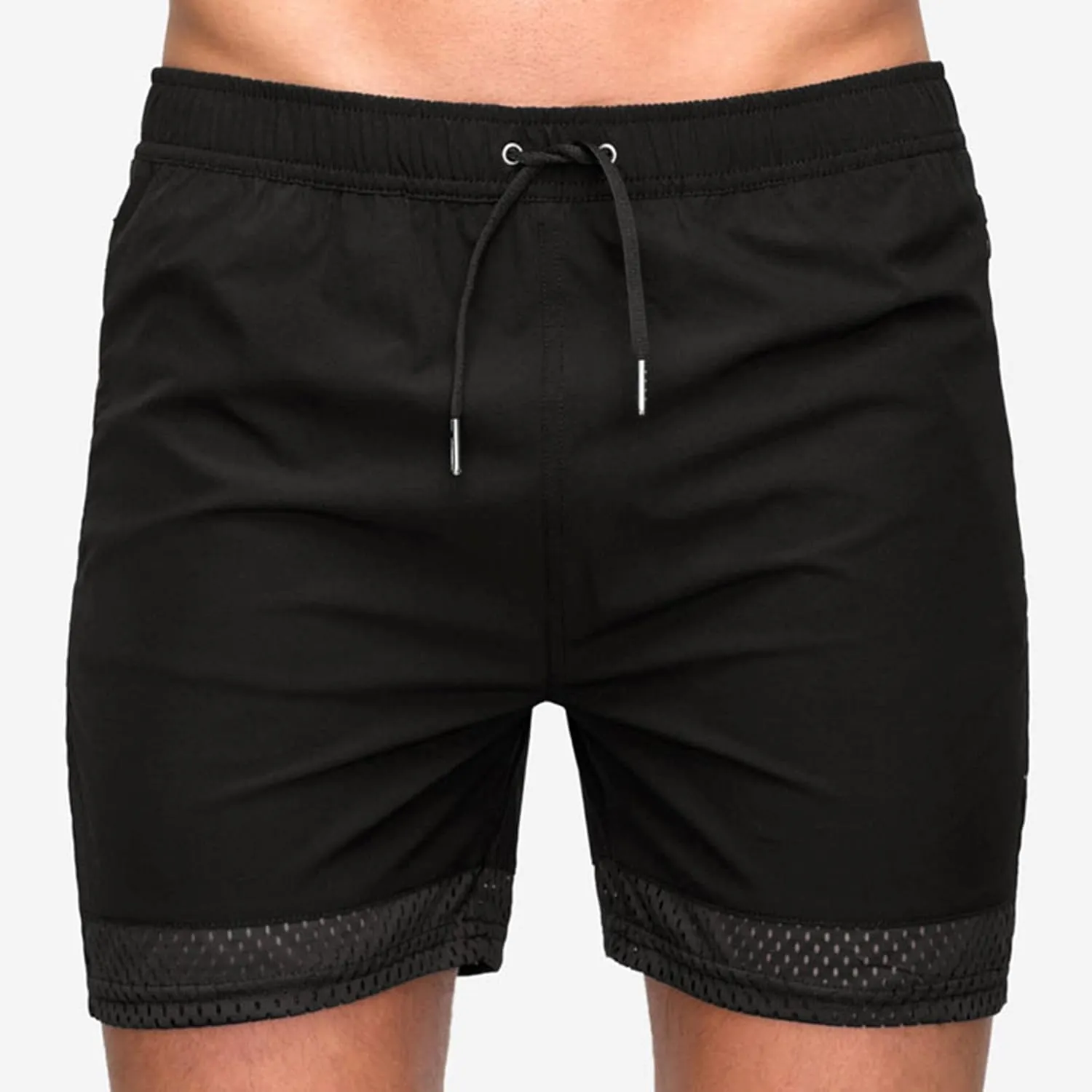 Muscularfit Mens Slim Shorts 3" Inseam Drawstring Elastic Waist Solid Shorts With Pockets Summer Sport Work Utility Shorts