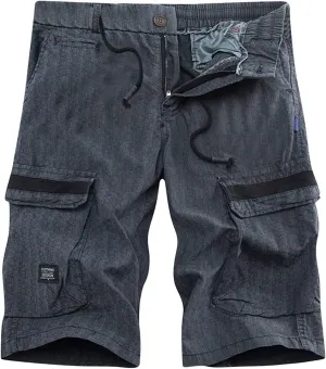 Muscularfit Mens Stretch Shorts Casual Cotton Drawstring Multi Pockets Cargo Shorts Fashion Outdoor Utility Tooling Shorts