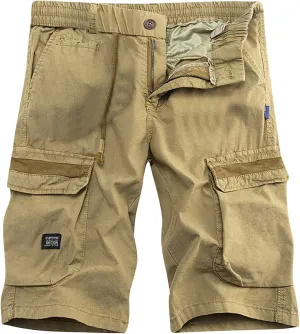 Muscularfit Mens Stretch Shorts Casual Cotton Drawstring Multi Pockets Cargo Shorts Fashion Outdoor Utility Tooling Shorts