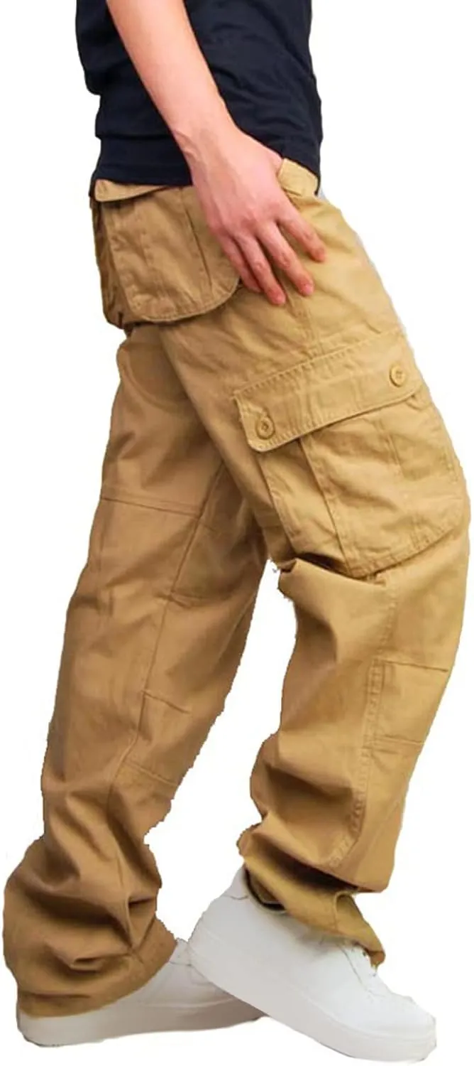 Muscularfit Tactical Pants for Men Big and Tall Buckle Zipper Camo Cargo Pants Multi Pockets Causal Athletic Cotton Sweatpant