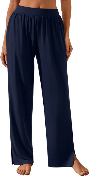Neer Womens Lounge Yoga Pants Wide Leg Side Slit Sweatpants with Pockets Casual Loose Cozy Pant Comfy flowy Joggers