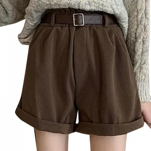 Nyybw High Waisted Shorts for Women, 2022 Wide Leg Flared Beach Summer Shorts Corduroy Cuffed Hem Pants with Pockets