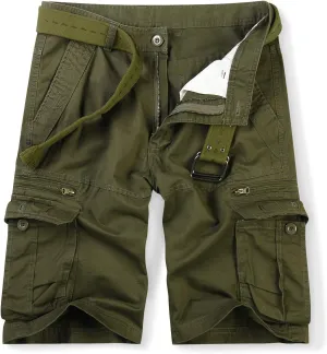 OCHENTA Cargo Shorts for Men with Zipper Pockets, Summer Mens Shorts Casual Military Outdoor Work (No Belt)