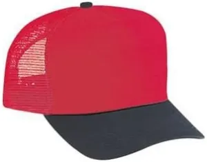 OTTO Cotton Blend Twill 5 Panel Pro Style Mesh Back Trucker Hat