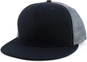 Oversize 2XL Blank Plain Structured Mesh Back Flatbill Snapback Cap
