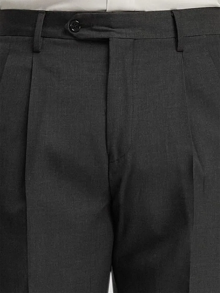 Paul Fredrick Men's Wool Gabardine Pleated Pants