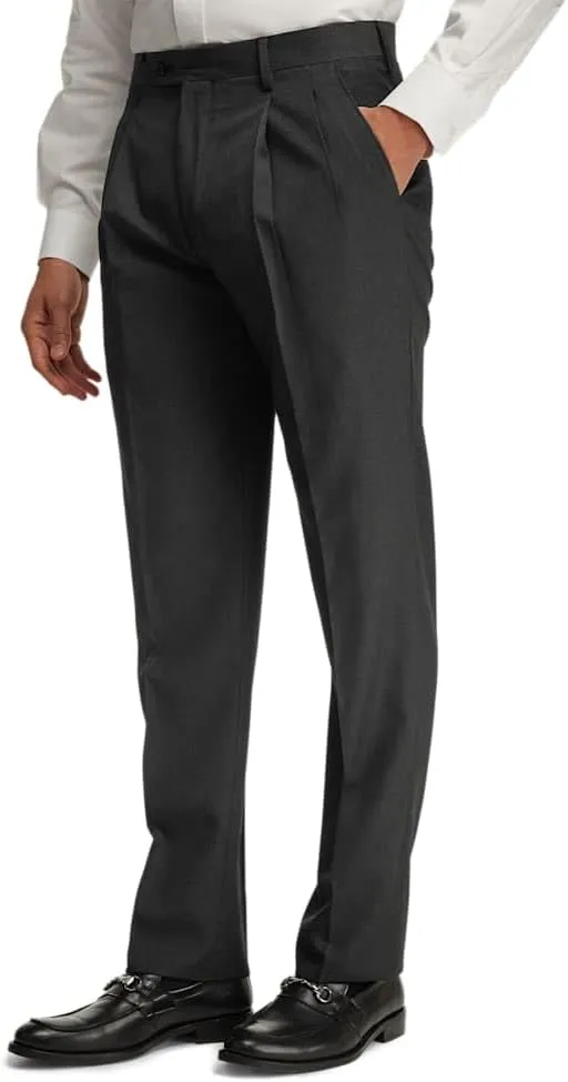 Paul Fredrick Men's Wool Gabardine Pleated Pants