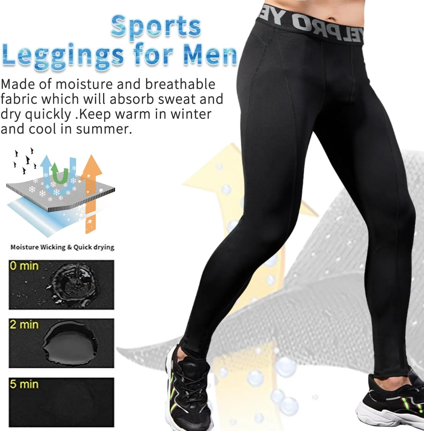 Queerier Compression Pants Men Workout Running Tights Athletic Leggings for Basketball Football Sports Yoga Bottom