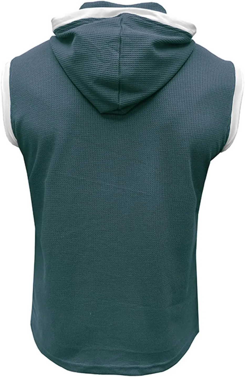 Sleeveless Waffle Knit T-Shirt for Men Trendy Workout Hooded Tank Tops Summer Fitness Button Hoodie Active Basic Tees
