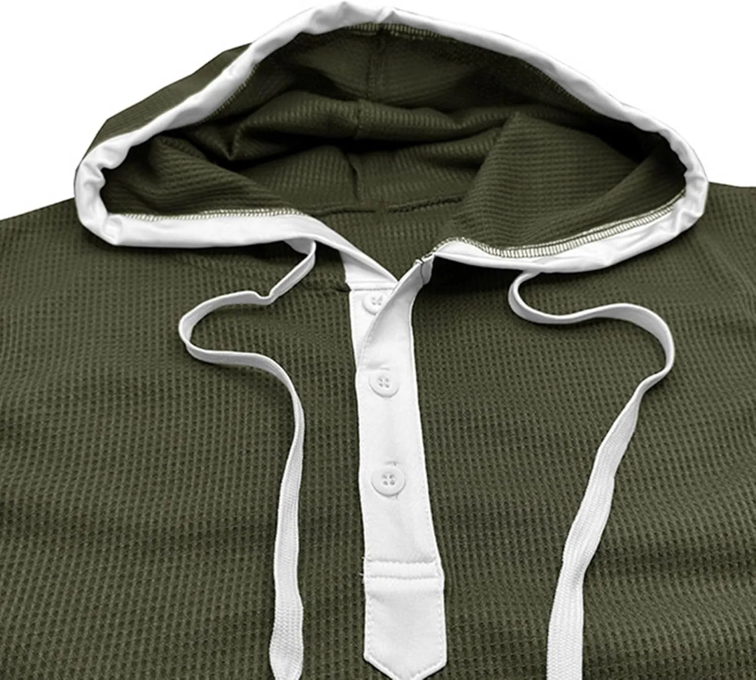 Sleeveless Waffle Knit T-Shirt for Men Trendy Workout Hooded Tank Tops Summer Fitness Button Hoodie Active Basic Tees