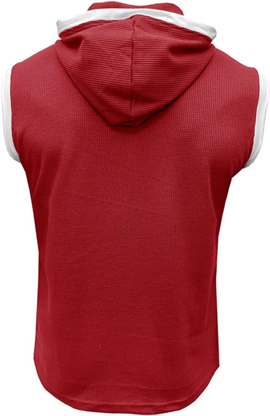Sleeveless Waffle Knit T-Shirt for Men Trendy Workout Hooded Tank Tops Summer Fitness Button Hoodie Active Basic Tees