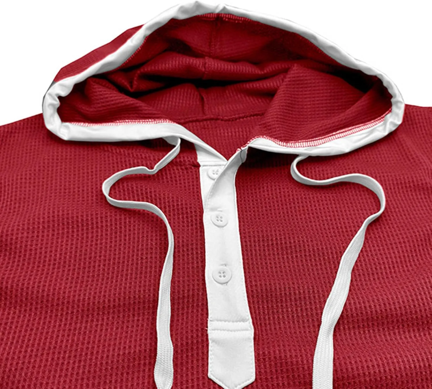 Sleeveless Waffle Knit T-Shirt for Men Trendy Workout Hooded Tank Tops Summer Fitness Button Hoodie Active Basic Tees